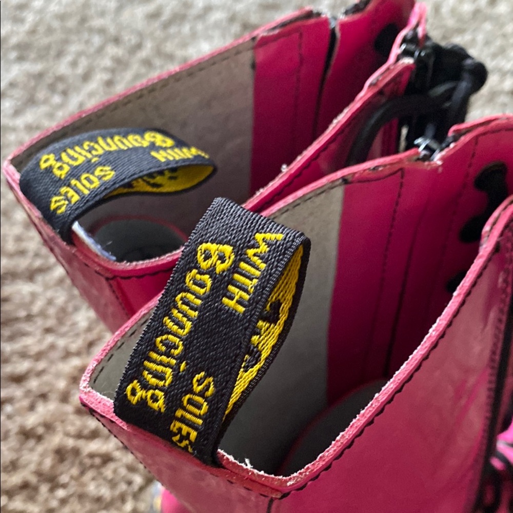 Dr. Martens Hot Pink Patent Tall Boots - 9 - Picture 2 of 6